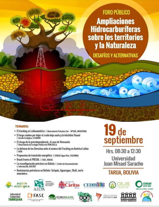 OEP participará en el evento “Ampliaciones hidrocarburíferas sobre los territorios y la naturaleza: desafíos y alternativas”, en Tarija (Bolivia)